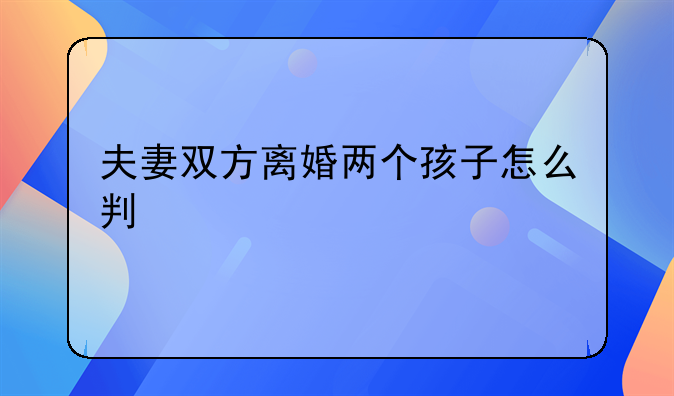 夫妻双方离婚两个孩子怎么判