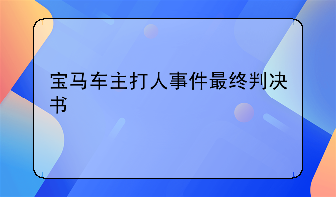 宝马车主打人事件最终判决书