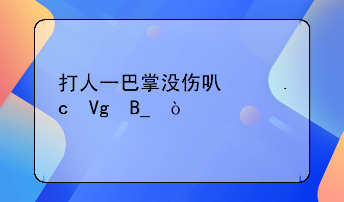 打人一巴掌没伤可以拘留吗？