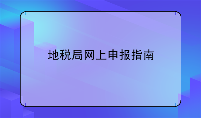 地税局网上申报指南