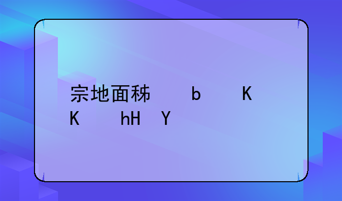 宗地面积是什么意思