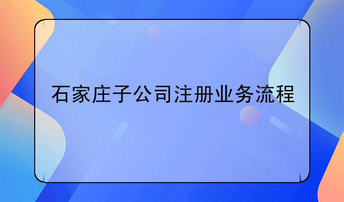 石家庄子公司注册业务流程