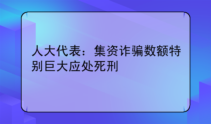 人大代表：集资诈骗数额特别巨大应处死刑
