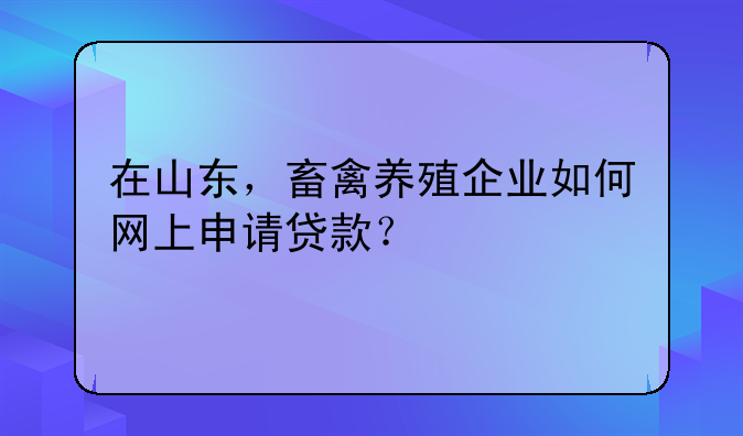在山东，畜禽养殖企业如何网上申请贷款？