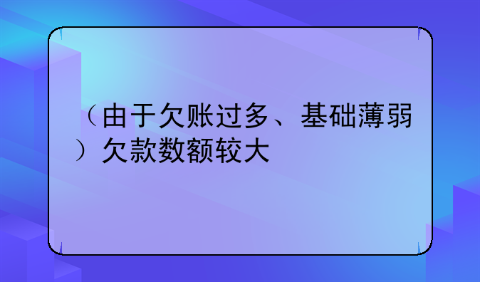 （由于欠账过多、基础薄弱）欠款数额较大