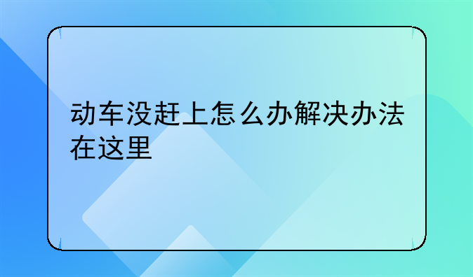 动车没赶上怎么办解决办法在这里