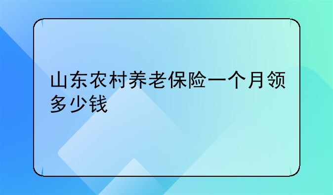 山东农村养老保险一个月领多少钱