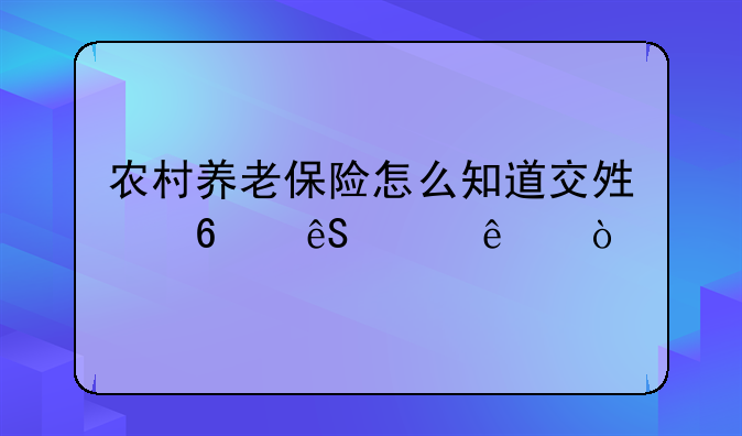 农村养老保险怎么知道交够十五年了？