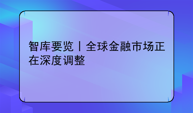 智库要览丨全球金融市场正在深度调整