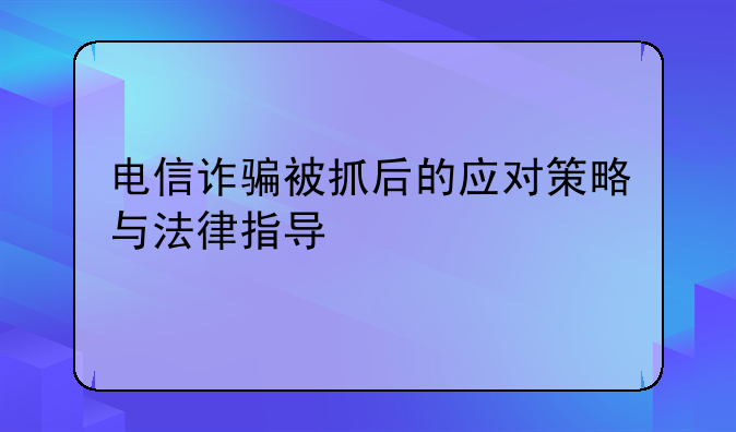 电信诈骗被抓后的应对策略与法律指导