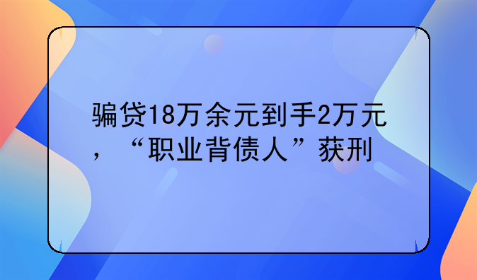 骗贷18万余元到手2万元，“职业背债人”获刑