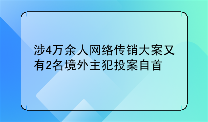 涉4万余人网络传销大案又有2名境外主犯投案自首