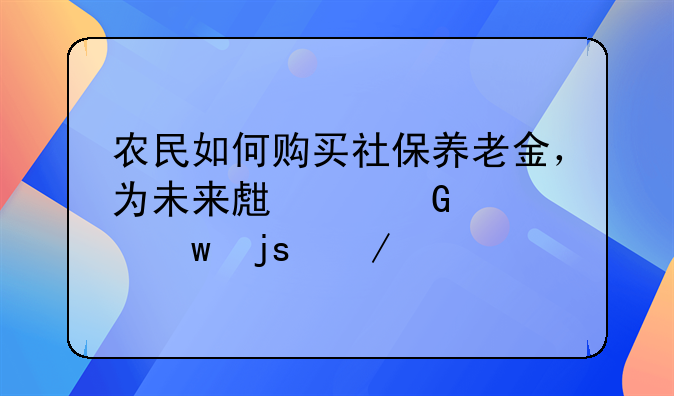 农民如何购买社保养老金，为未来生活筑起保障之墙
