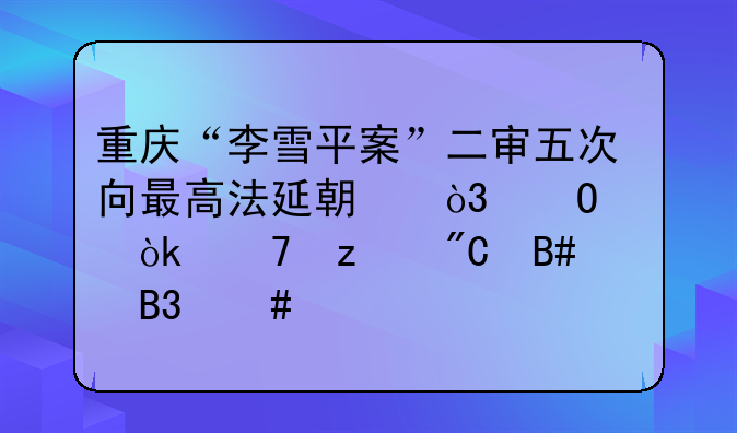重庆“李雪平案”二审五次向最高法延期，专家：不构成合同诈骗