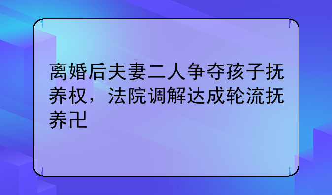 离婚后夫妻二人争夺孩子抚养权，法院调解达成轮流抚养协议