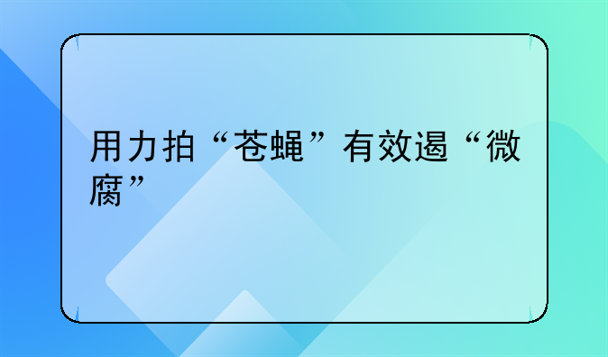 用力拍“苍蝇”有效遏“微腐”