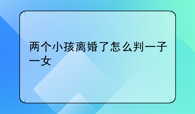 两个小孩离婚了怎么判一子一女