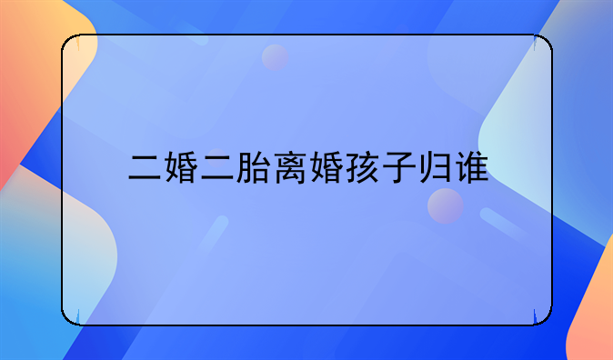 二婚二胎离婚孩子归谁
