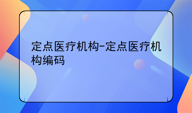 定点医疗机构-定点医疗机构编码