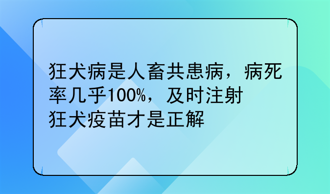 狂犬病是人畜共患病，病死率几乎100%，及时注射狂犬疫苗才是正解